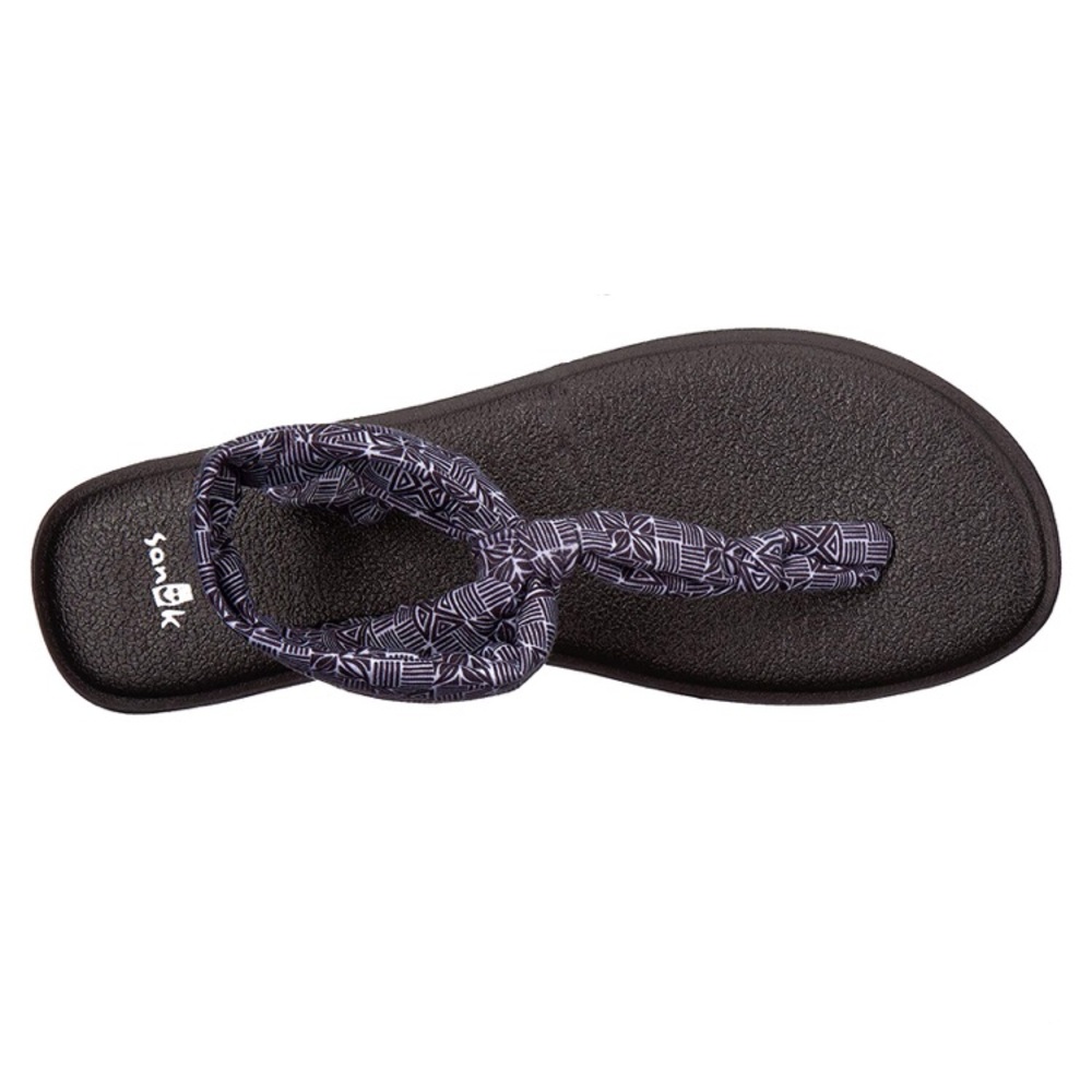 Sanuk yoga mat sling Ella Black & White print t-strap thong flat  sandals - Picture 4 of 8